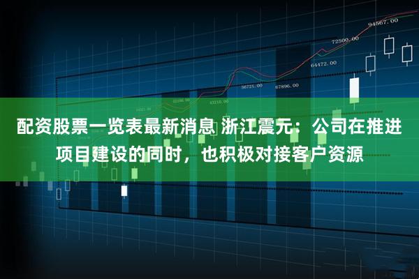 配资股票一览表最新消息 浙江震元：公司在推进项目建设的同时，也积极对接客户资源